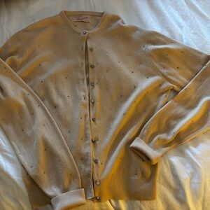 Vintage Couture Schiaparelli Blush Beige Tone Cardigan Sweater Size Small